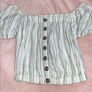 Off the shoulder striped crop top